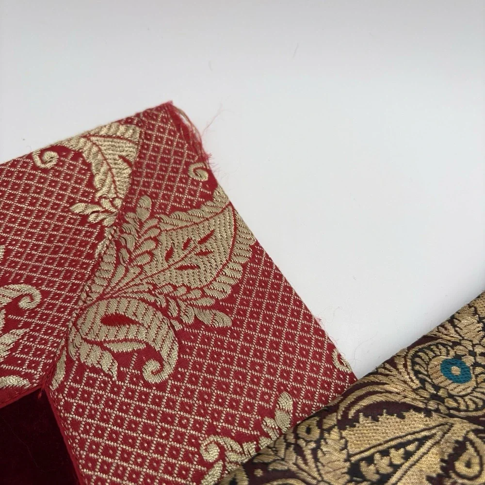 Handcrafted Silk/ Velvet Embroidered Pillow Covers 14x14 Pr Of 2 Black Red‎